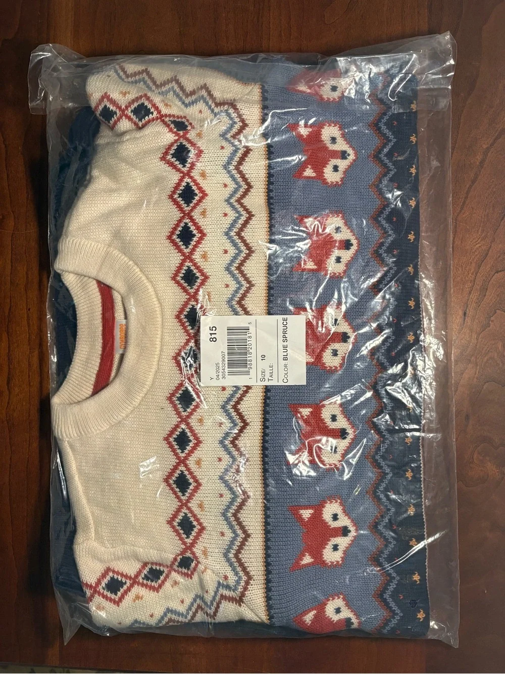 Gymboree Cream and Blue Fox Fair Isle Sweater